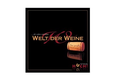 Spielverpackung Welt der Weine mit Weinkorken auf schwarzem Grund