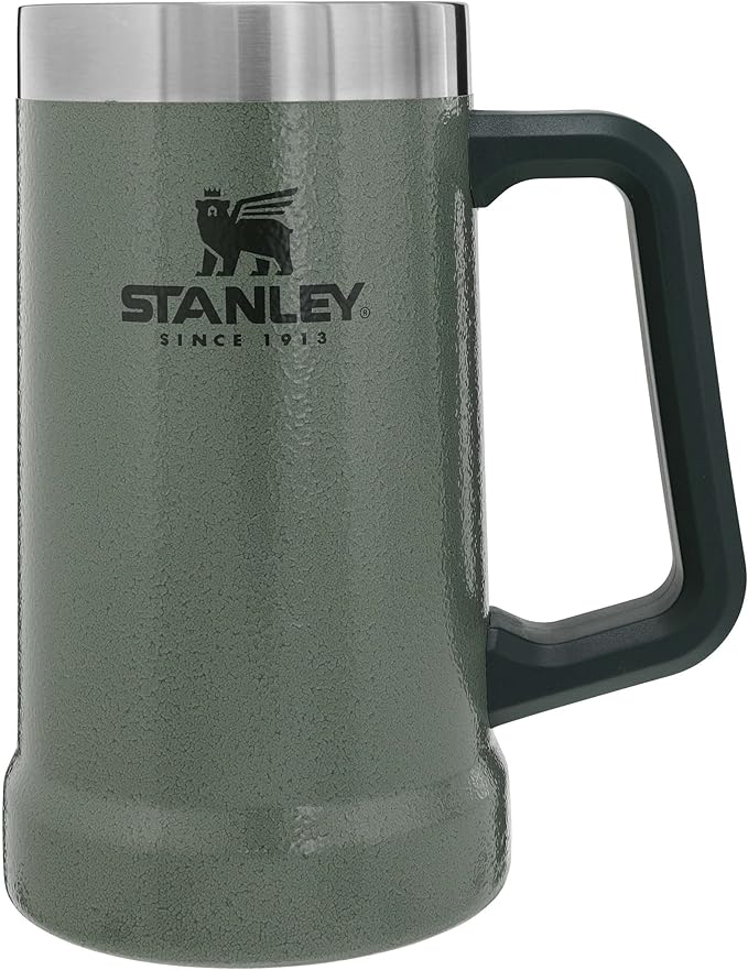 Grüner Stanley Thermo-Bierkrug aus Edelstahl mit Henkel, 709 ml