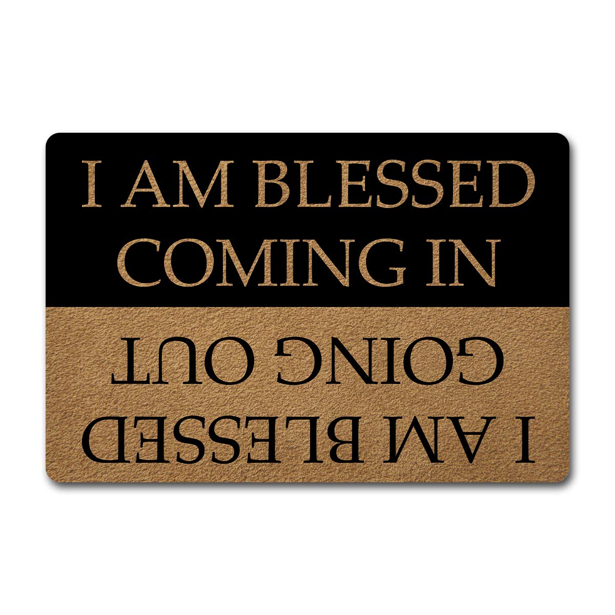Fußmatte mit Schriftzug I am blessed coming in and going out und Gummirückseite