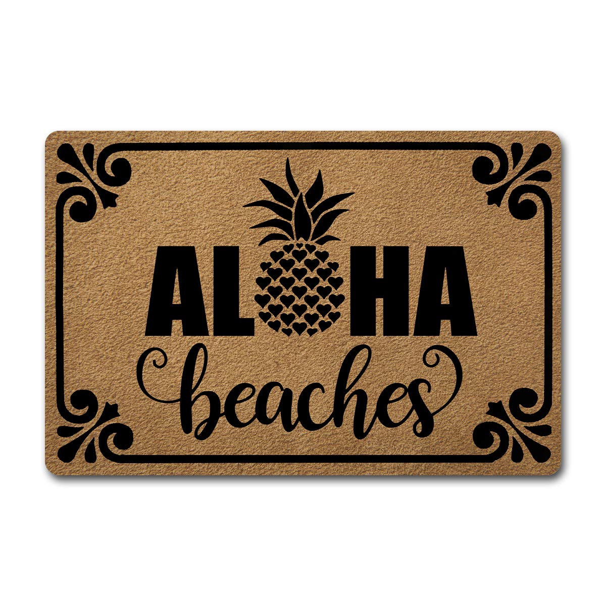 Fußmatte mit Aloha-Strand- und Ananas-Motiv, rutschfeste Gummi-Rückseite